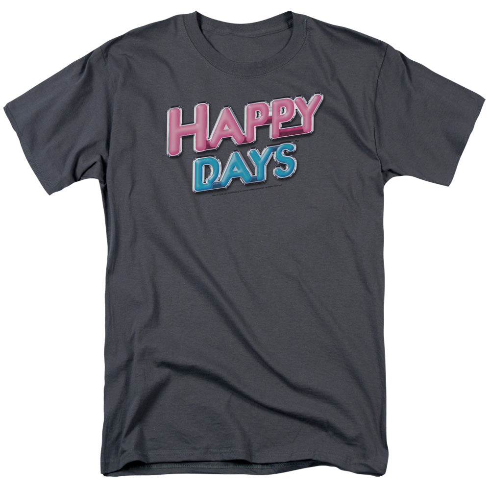 Happy Days Happy Days Logo Mens T Shirt Charcoal Officially Licensed