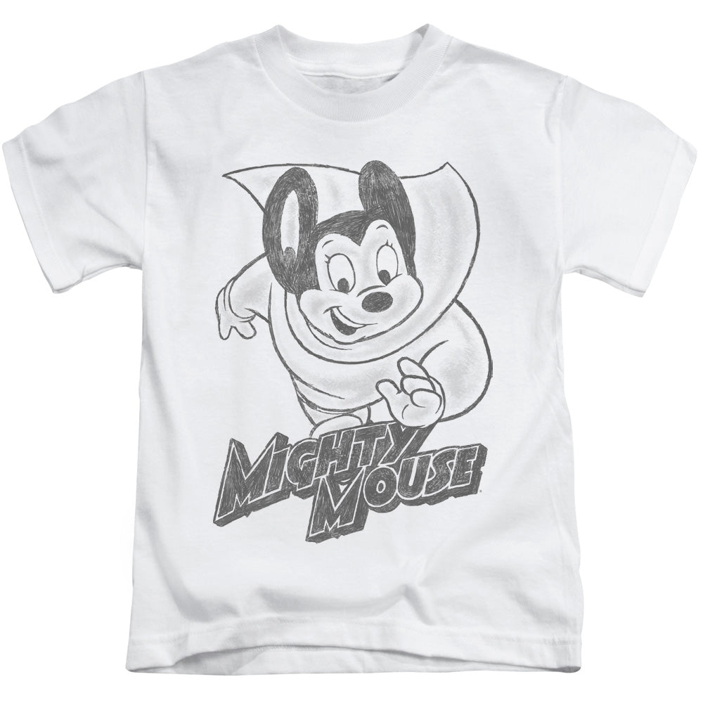 Mighty Mouse Mighty Sketch Juvenile Kids Youth T Shirt White Officially Licensed