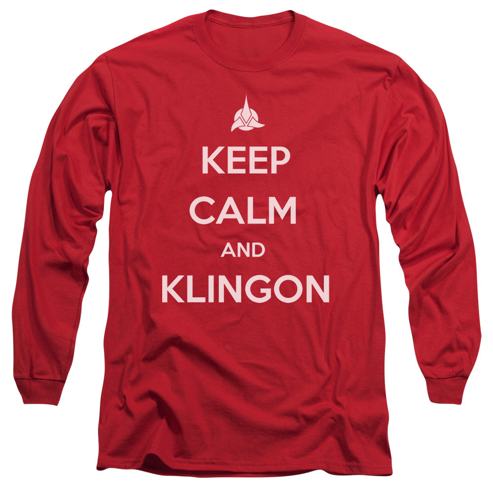 Star Trek Calm Klingon Mens Long Sleeve Shirt Red Officially Licensed Officially Licensed