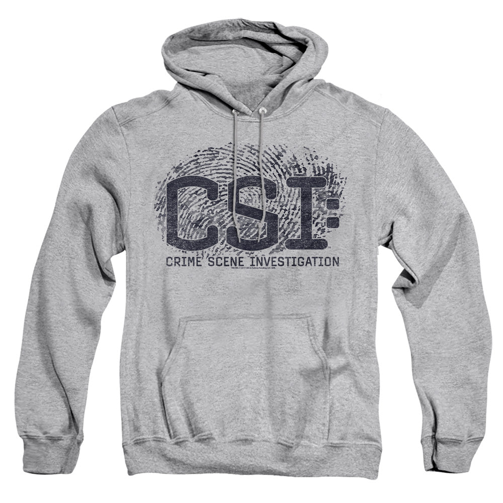 Csi Distressed Logo Mens Hoodie Athletic Heather Officially Licensed
