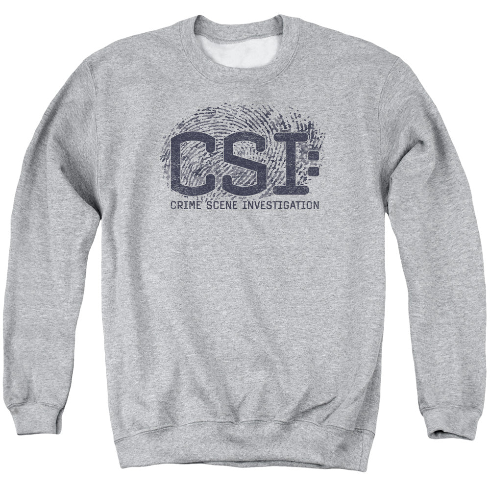 Csi Distressed Logo Mens Crewneck Sweatshirt Athletic Heather Officially Licensed