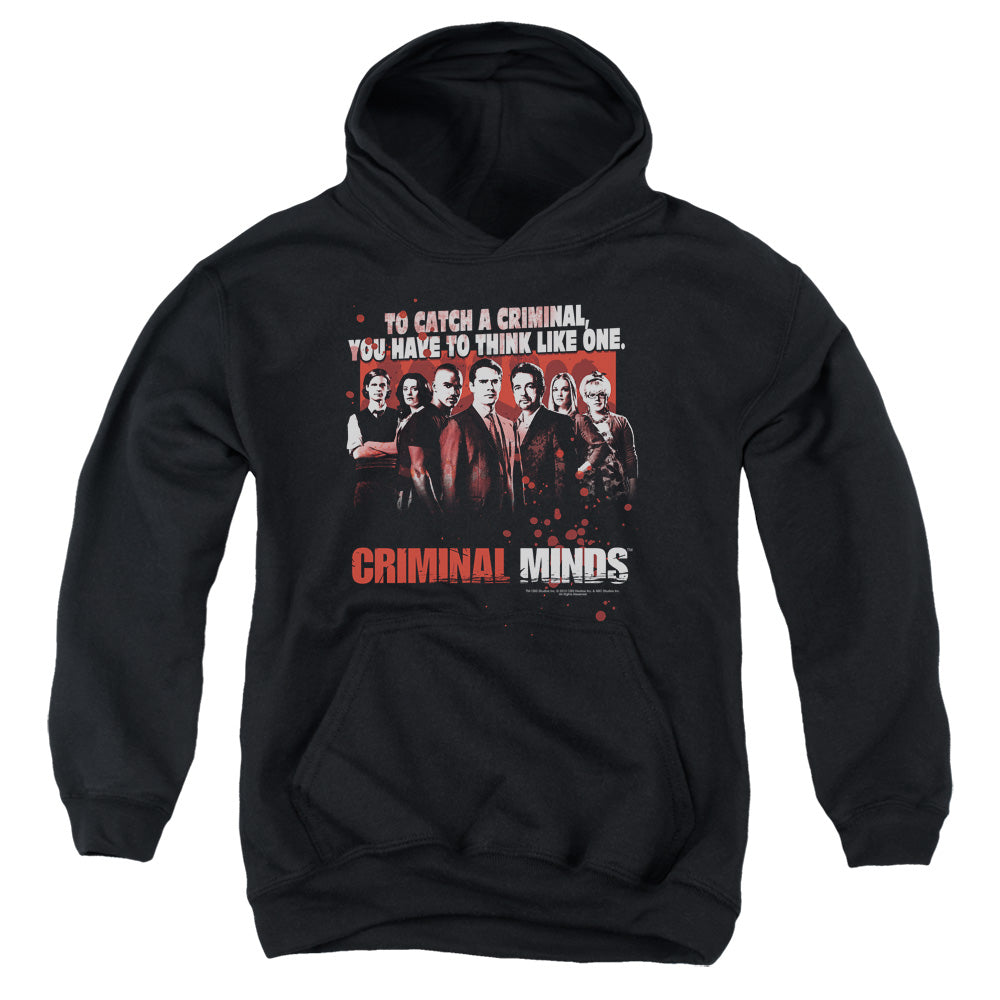 Criminal Minds Think Like One Kids Youth Hoodie Black Officially Licensed