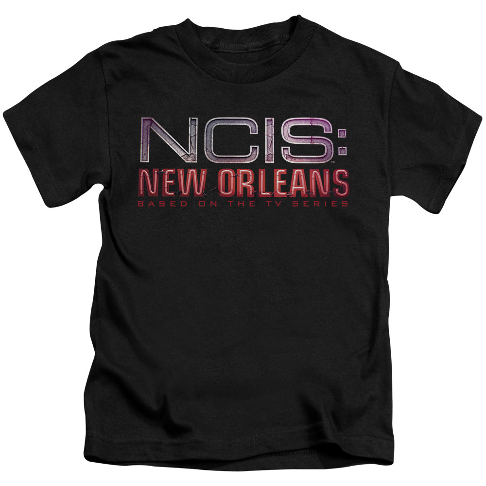 Ncis:new Orleans Neon Sign Juvenile Kids Youth T Shirt Black Officially Licensed