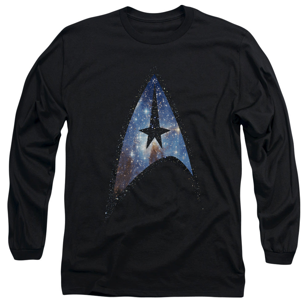 Star Trek Galactic Shield Mens Long Sleeve Shirt Black Officially Licensed Officially Licensed