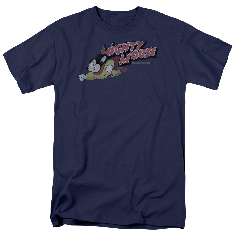 Mighty Mouse Mighty Retro Mens T Shirt Navy Officially Licensed