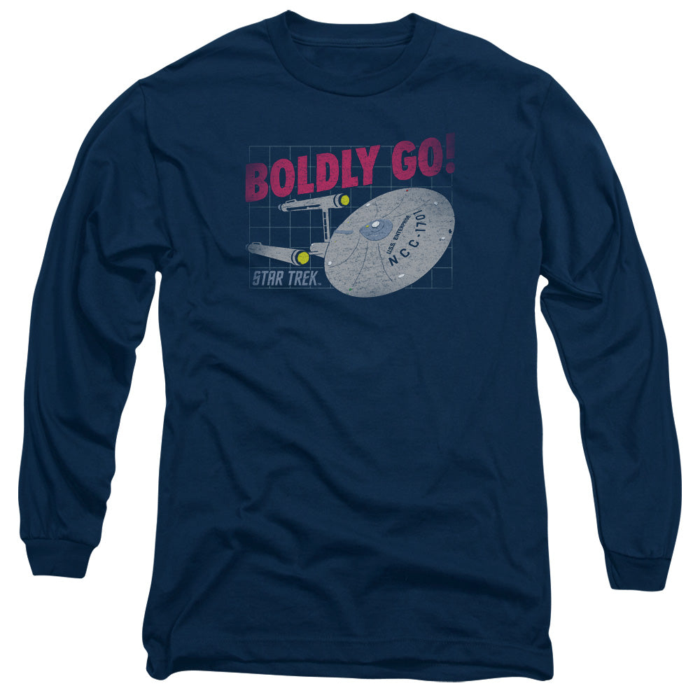 Star Trek Boldly Go Mens Long Sleeve Shirt Navy Officially Licensed Officially Licensed