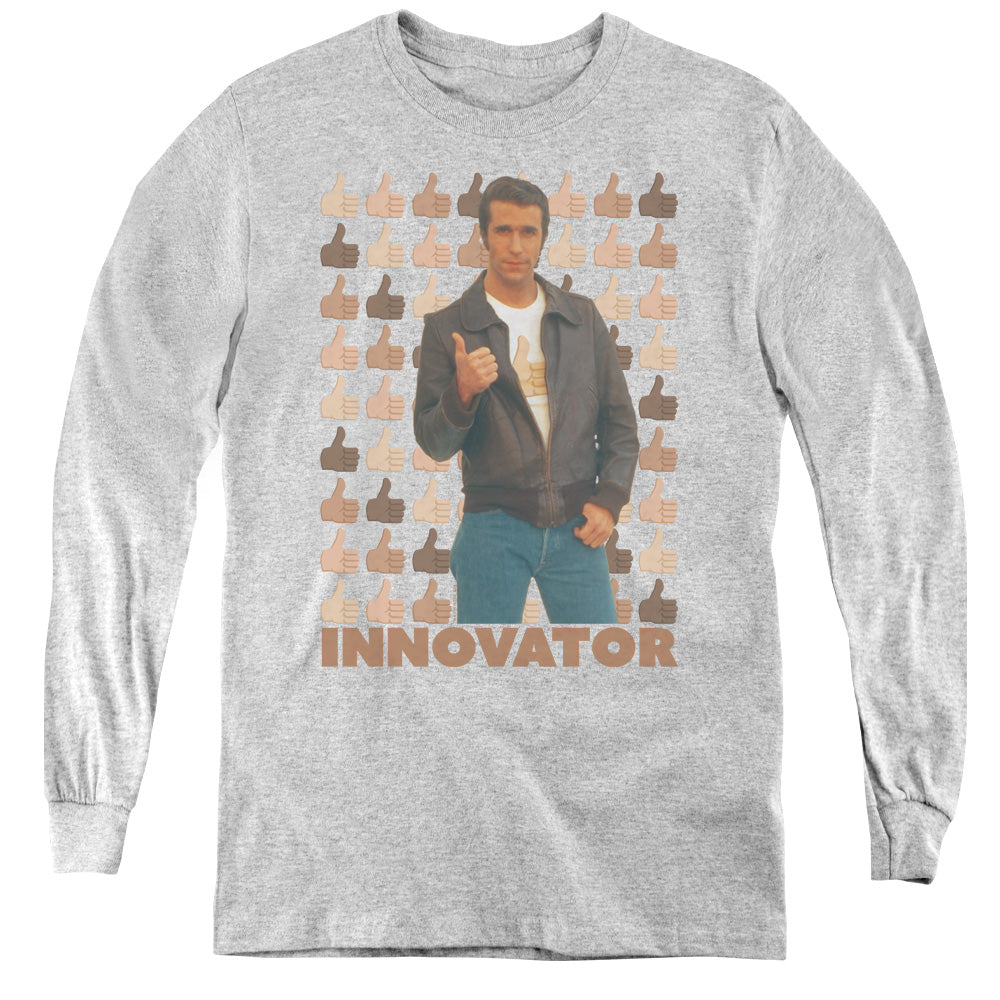 Happy Days Innovator Long Sleeve Kids Youth T Shirt Athletic Heather Officially Licensed