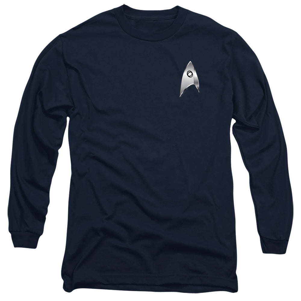 Star Trek Discovery Sciences Badge Mens Long Sleeve Shirt Navy Officially Licensed Officially Licensed