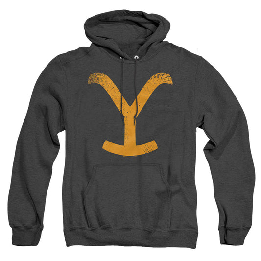 Yellowstone Large Brand Mens Heather Hoodie Black Officially Licensed
