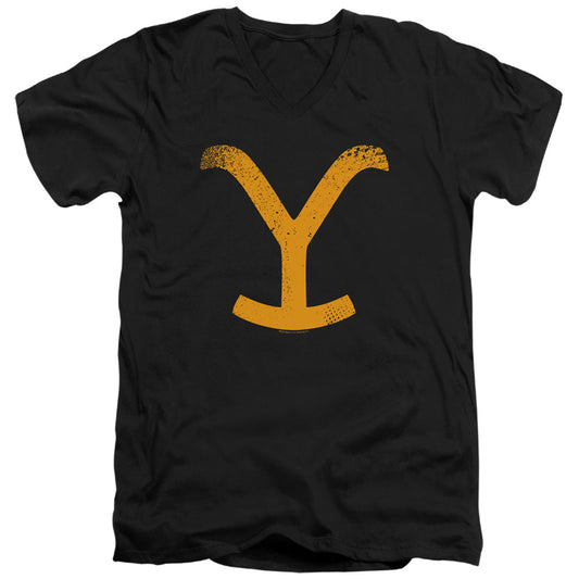 Yellowstone Large Brand Mens Slim Fit V-Neck T Shirt Black Officially Licensed