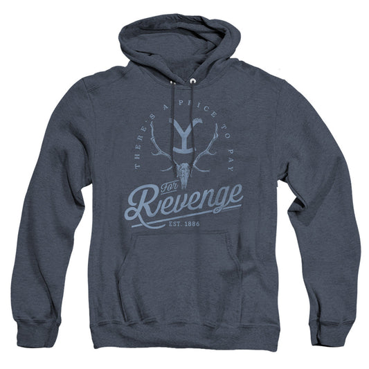 Yellowstone Revenge Skull Mens Heather Hoodie Navy Officially Licensed