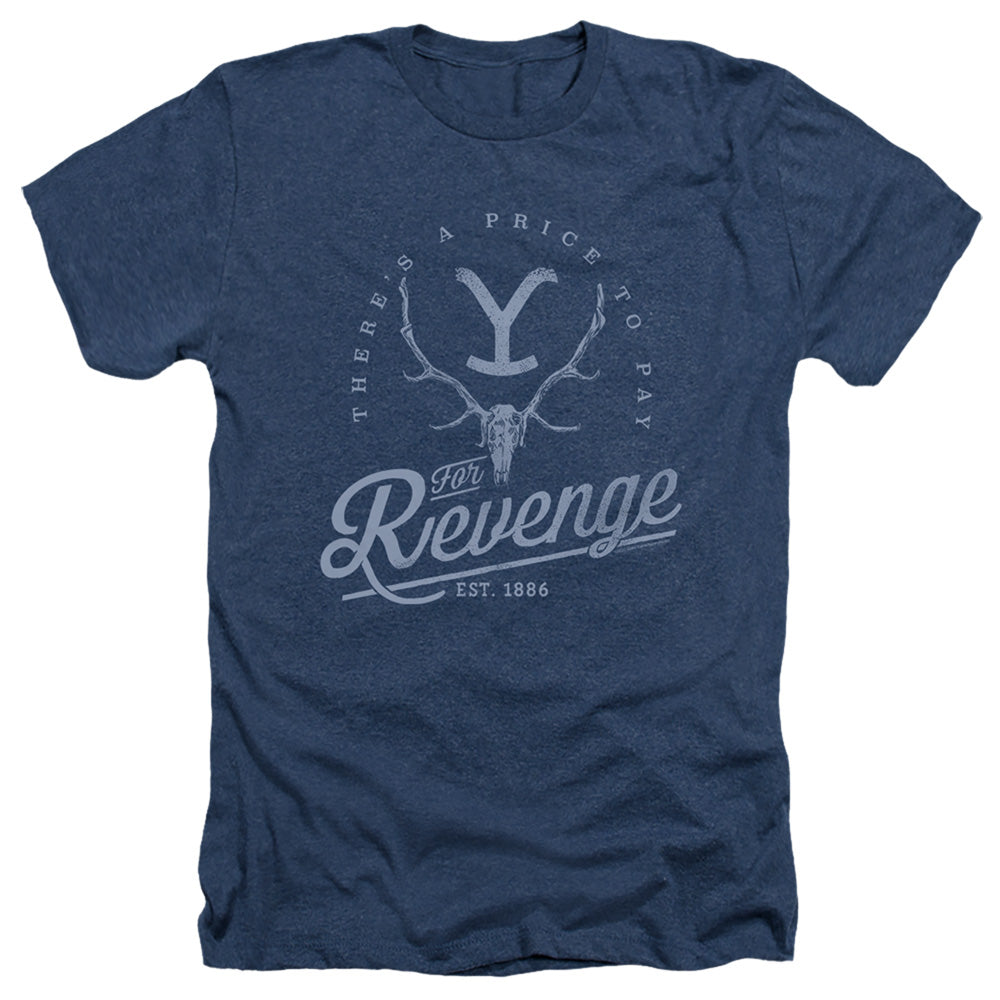 Yellowstone Revenge Skull Heather Mens T Shirt Navy Officially Licensed
