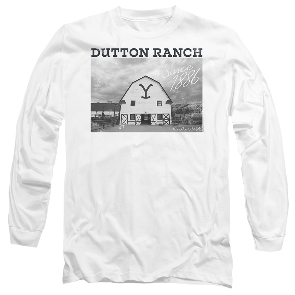 Yellowstone Dutton Barn Mens Long Sleeve Shirt White Officially Licensed
