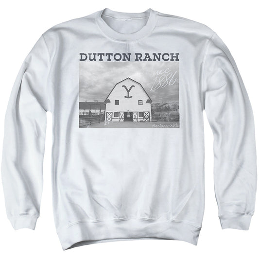 Yellowstone Dutton Barn Mens Crewneck Sweatshirt White