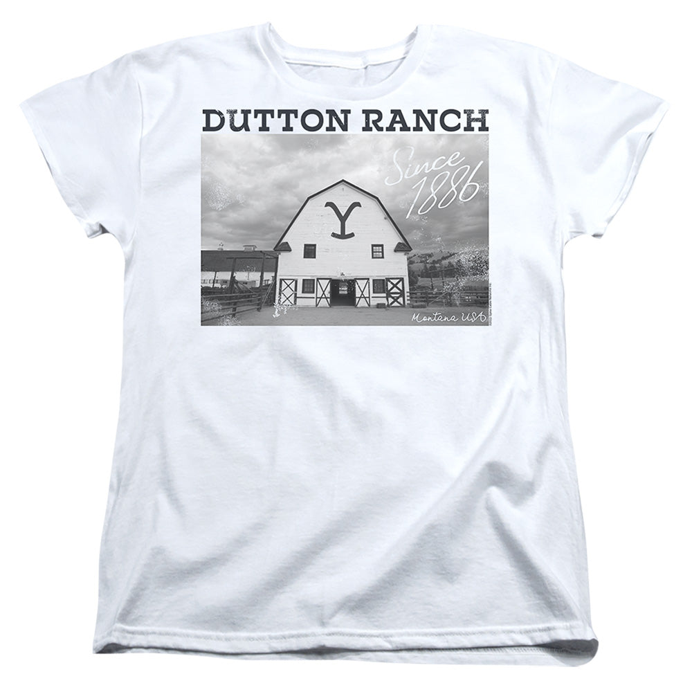 Yellowstone Dutton Barn Womens T Shirt White Officially Licensed