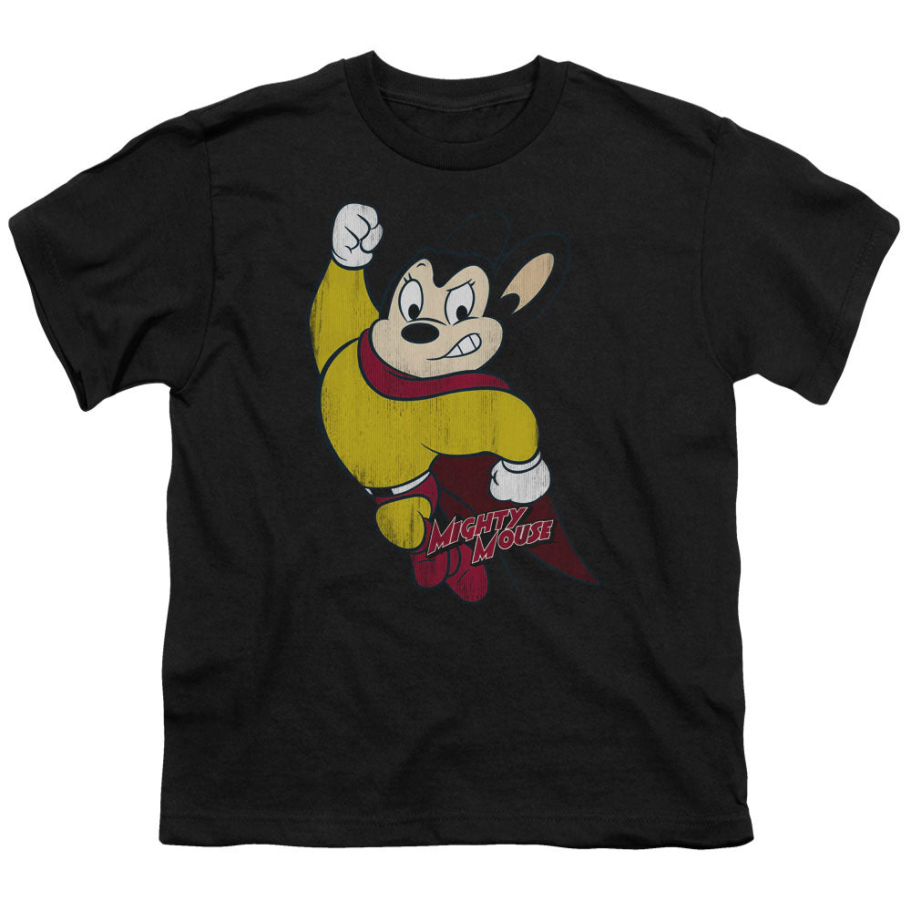 Mighty Mouse Classic Hero Kids Youth T Shirt Black Officially Licensed