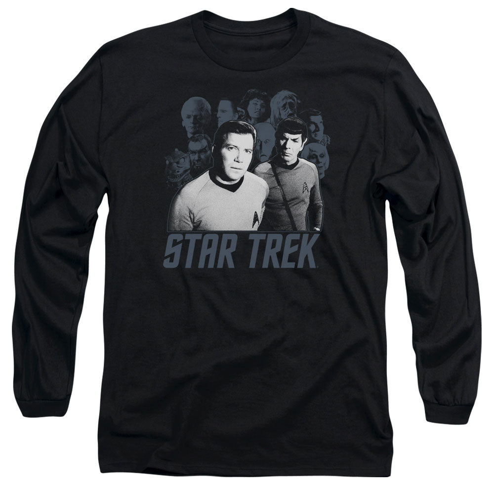 Star Trek Kirk Spock And Company Mens Long Sleeve Shirt Black Officially Licensed Officially Licensed