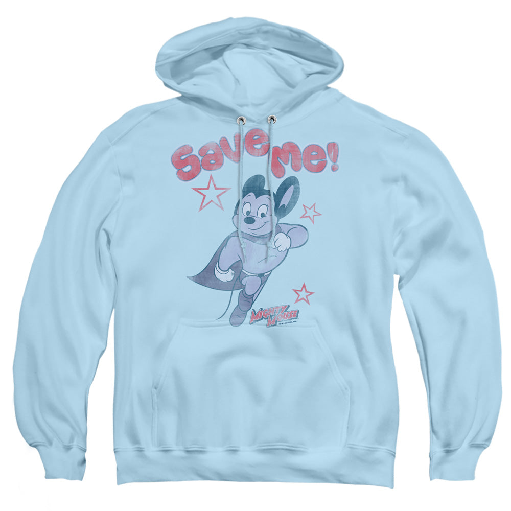 Mighty Mouse Save Me Mens Hoodie Light Blue Officially Licensed