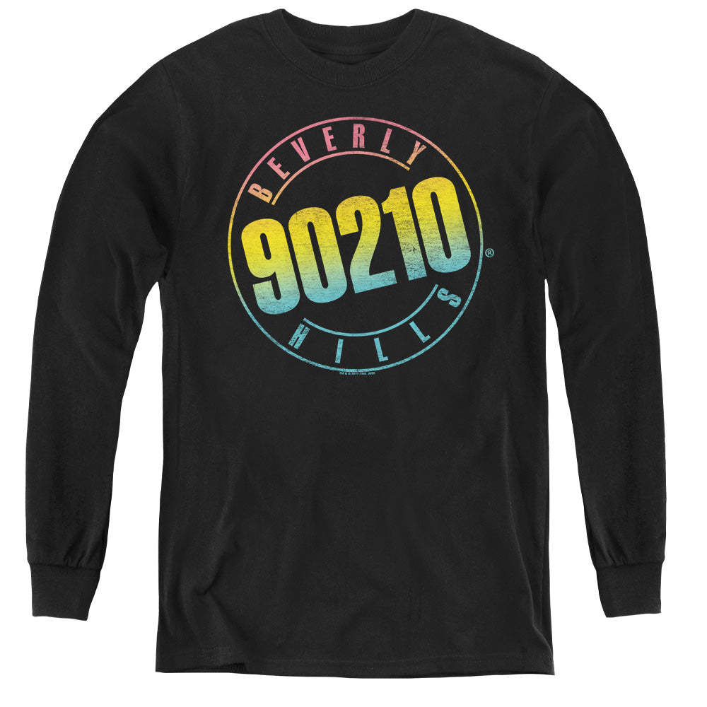 90210 Color Blend Logo Long Sleeve Kids Youth T Shirt Black Officially Licensed