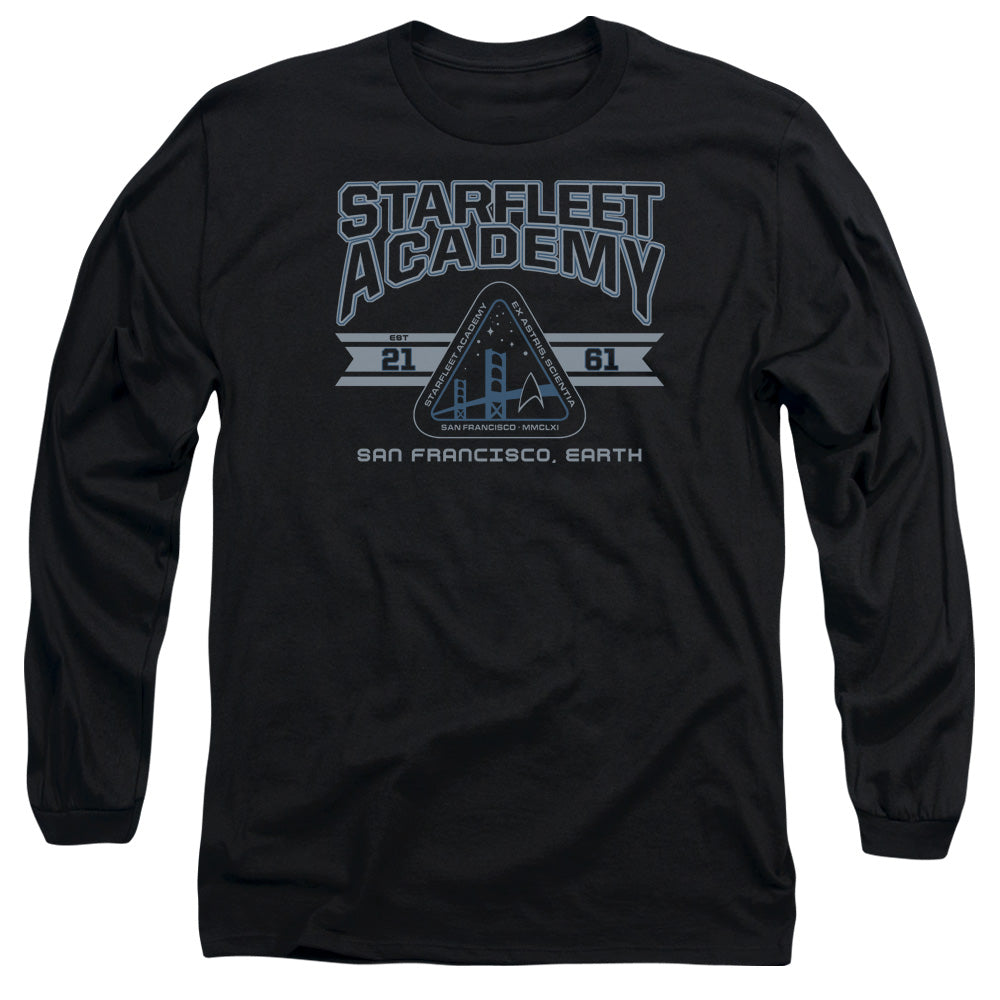 Star Trek Starfleet Academy Earth Mens Long Sleeve Shirt Black Officially Licensed Officially Licensed
