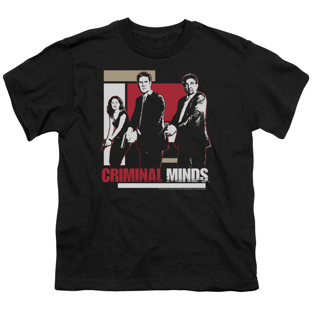 Criminal Minds Guns Drawn Kids Youth T Shirt Black Officially Licensed