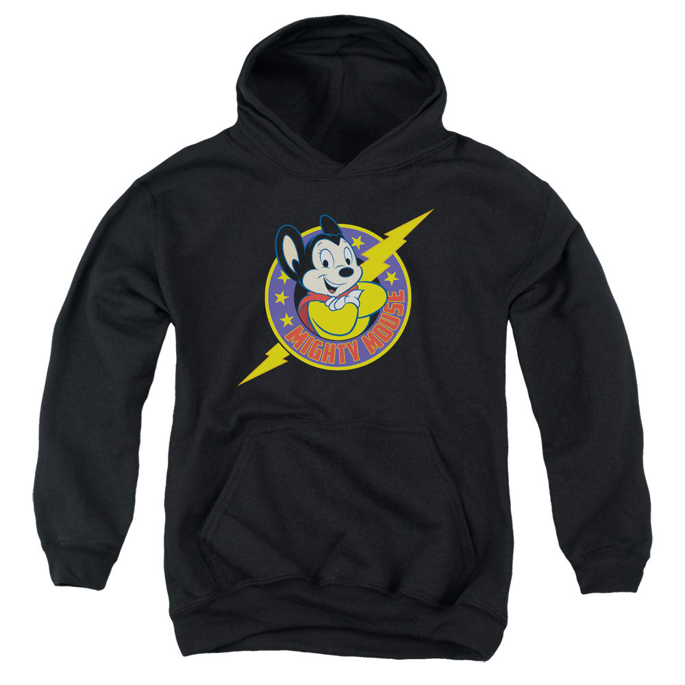 Mighty Mouse Mighty Hero Kids Youth Hoodie Black Officially Licensed