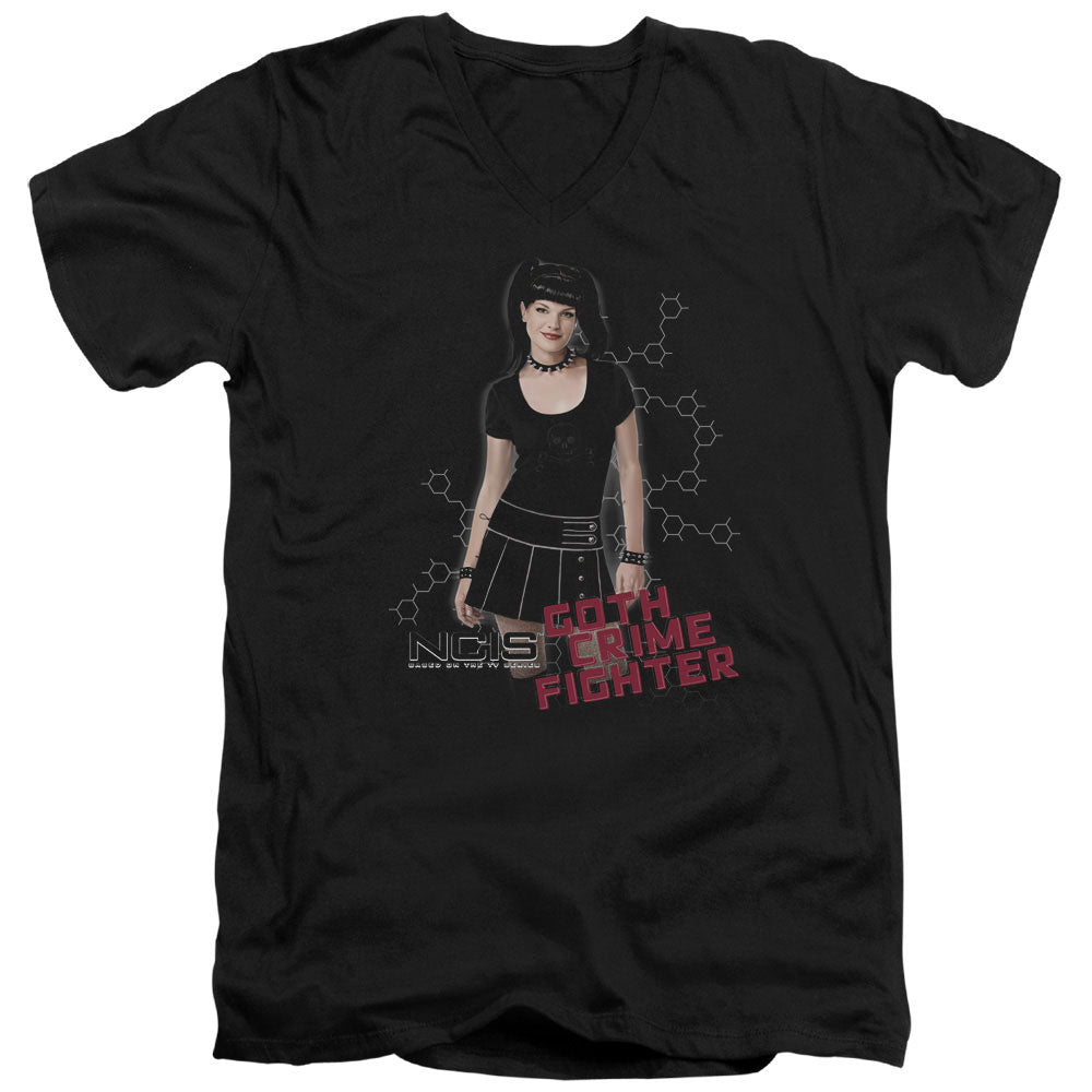 Ncis Goth Crime Fighter Mens Slim Fit V-Neck T Shirt Black Officially Licensed