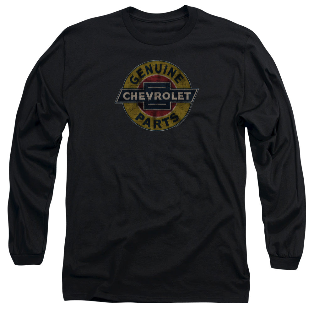 Chevrolet Genuine Chevy Parts Distressed Sign Mens Long Sleeve Shirt Black Officially Licensed Officially Licensed