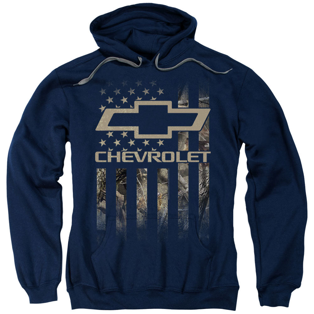 Chevrolet Camo Flag Mens Hoodie Navy Officially Licensed