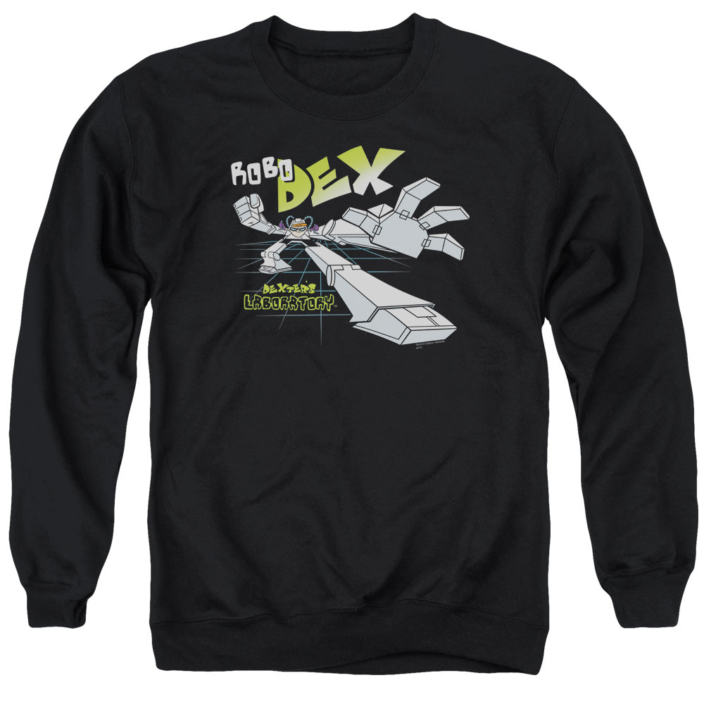 Dexters Laboratory Robo Dex Mens Crewneck Sweatshirt Black Officially Licensed