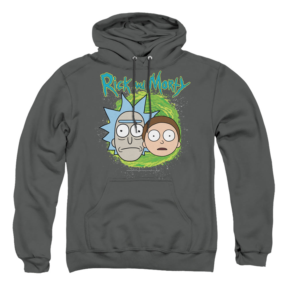 Rick And Morty Floating Heads Mens Hoodie Charcoal
