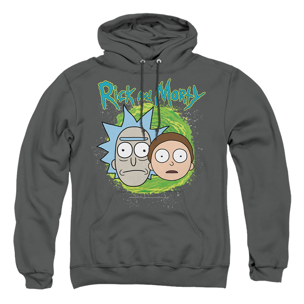 Rick And Morty Floating Heads Mens Hoodie Charcoal