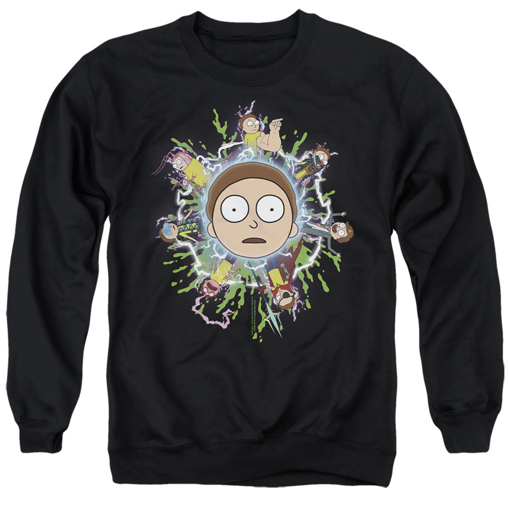 Rick And Morty Multiple Morty Mens Crewneck Sweatshirt Black