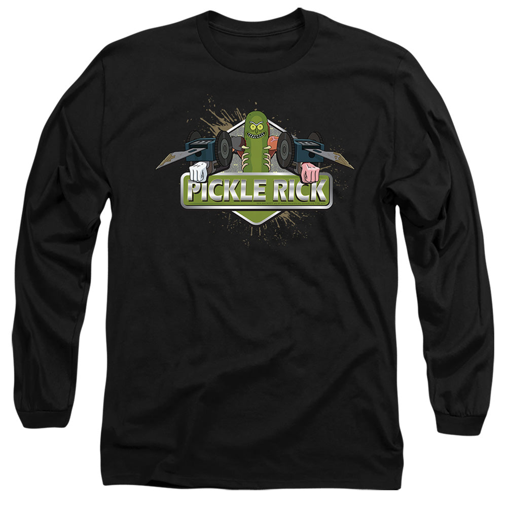 Rick And Morty Pickle Rick Mens Long Sleeve Shirt Black Officially Licensed