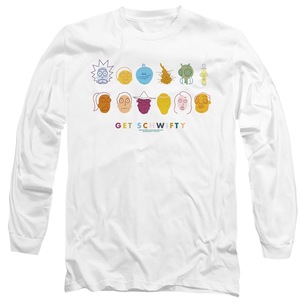 Rick And Morty Get Schwifty Mens Long Sleeve Shirt White Officially Licensed