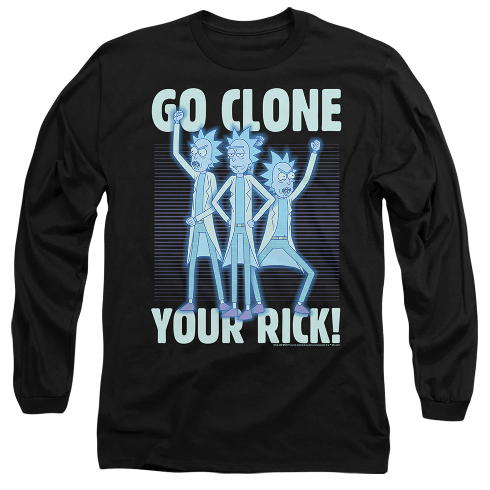 Rick And Morty Go Clone Your Rick Mens Long Sleeve Shirt Black Officially Licensed