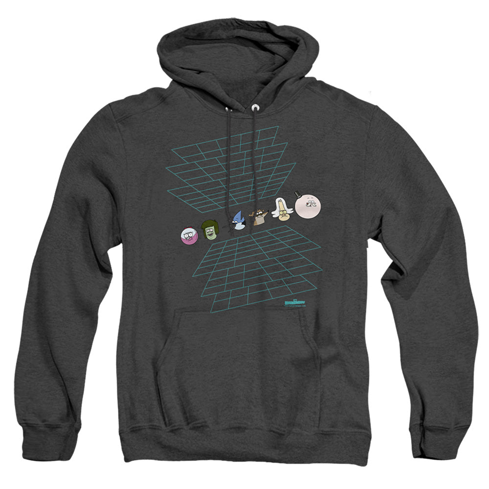 The Regular Show Regular Grid Mens Heather Hoodie Black Officially Licensed
