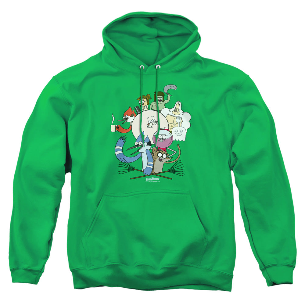 Regular Show Regular Cast Mens Hoodie Kelly Green