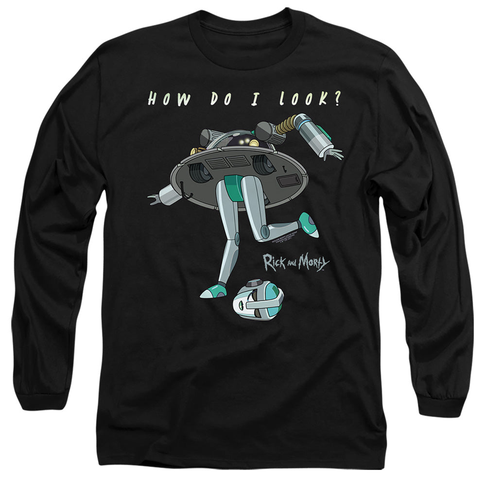 Rick And Morty How Do I Look? Mens Long Sleeve Shirt Black Officially Licensed