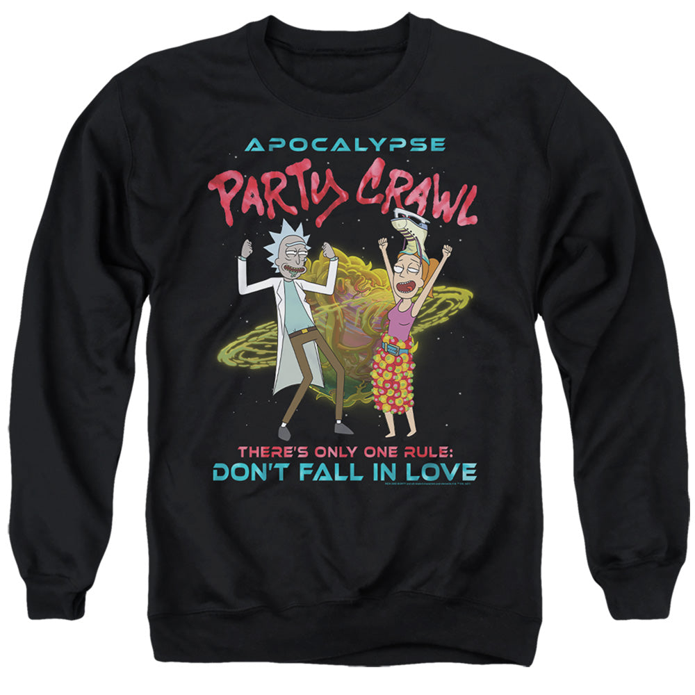 Rick And Morty Apocalypse Party Crawl Mens Crewneck Sweatshirt Black