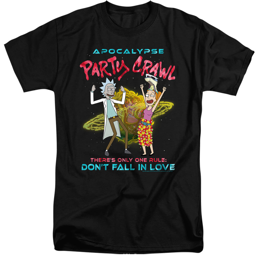 Rick And Morty Apocalypse Party Crawl Mens Tall T Shirt Black Officially Licensed