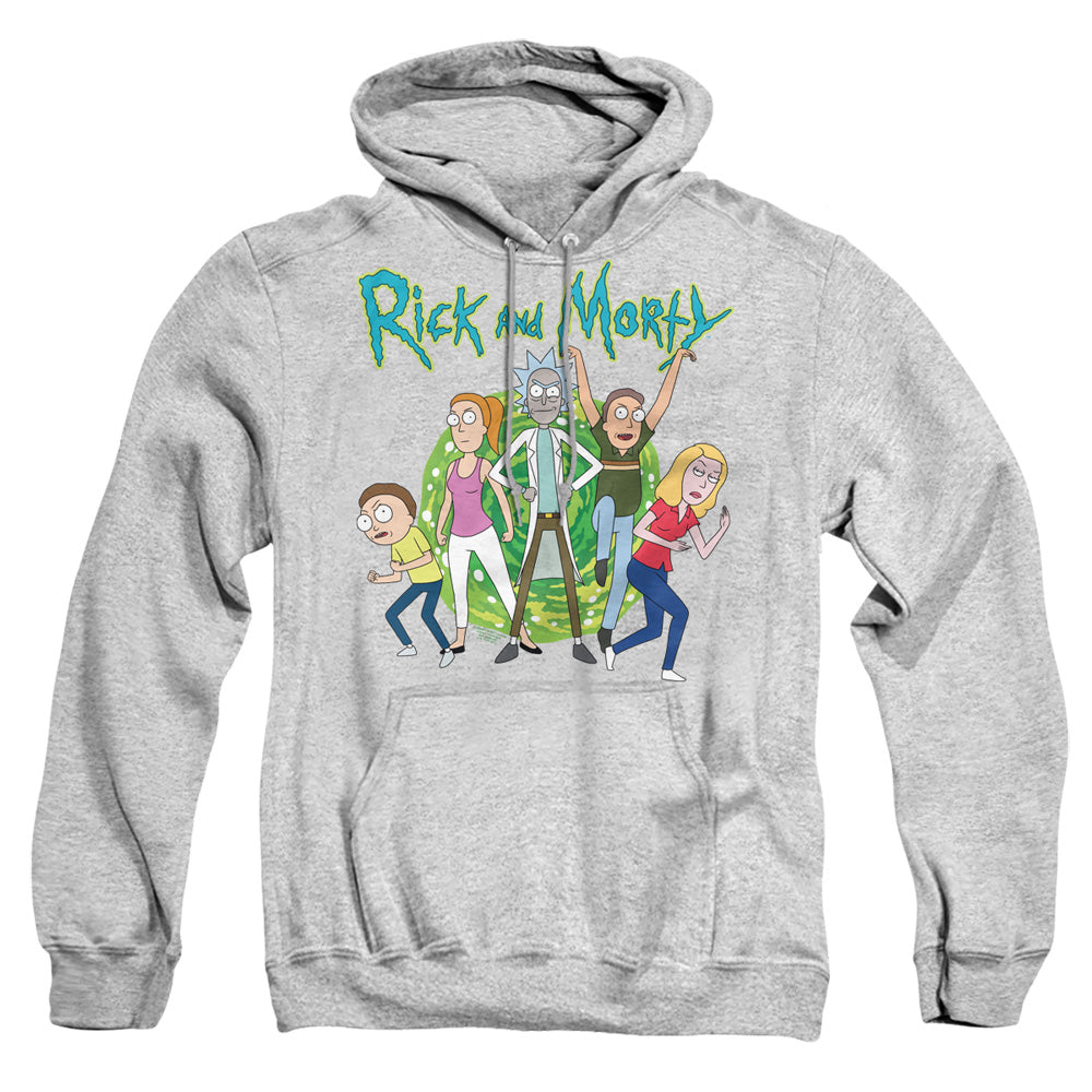 Rick And Morty Family Fights Together Mens Hoodie Athletic Heather