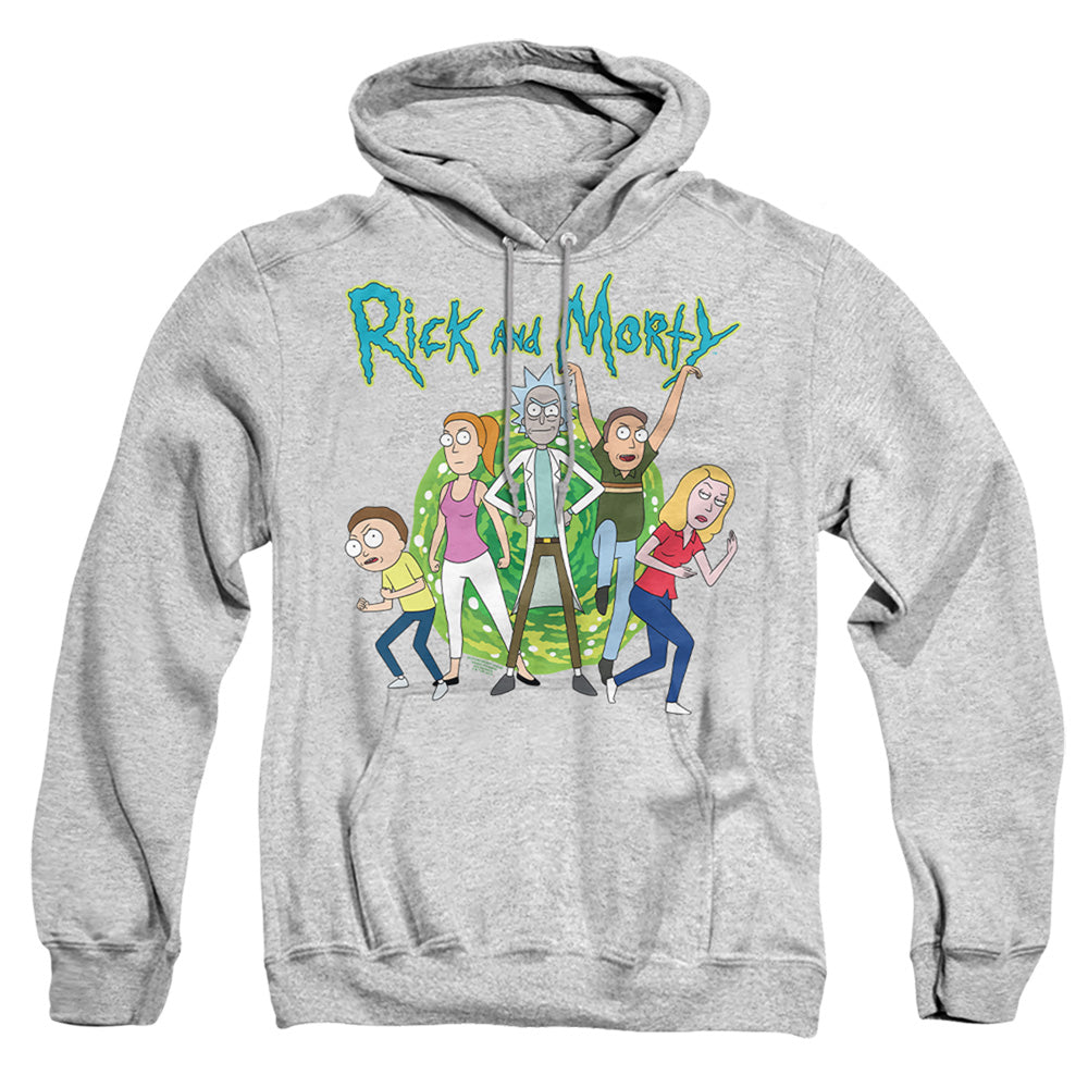 Rick And Morty Family Fights Together Mens Hoodie Athletic Heather