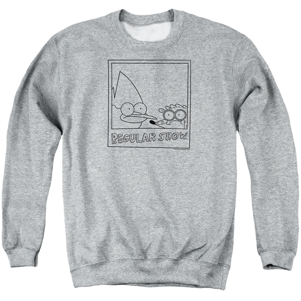 Regular Show Poloroid Mens Crewneck Sweatshirt Athletic Heather Officially Licensed