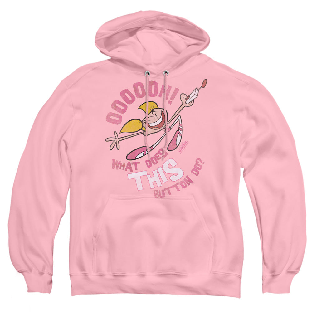 Dexters Laboratory Button Mens Hoodie Pink Officially Licensed