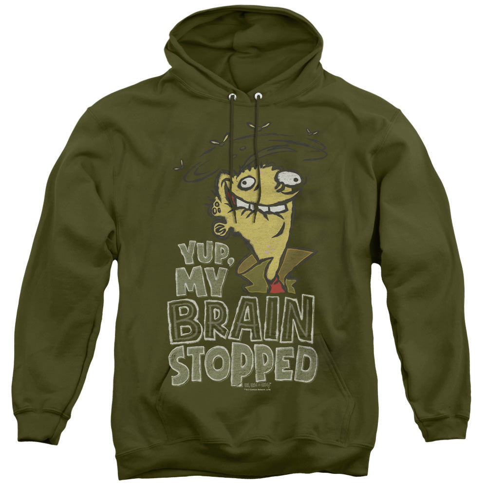 Ed Edd N Eddy Brain Dead Ed Mens Hoodie Military Green Officially Licensed