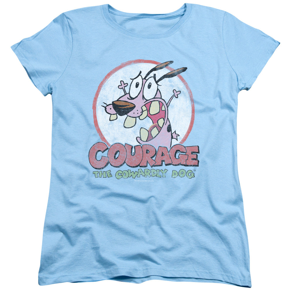 Courage the Cowardly Dog Vintage Courage Womens T Shirt Light Blue Officially Licensed