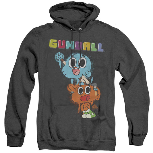 Amazing World Of Gumball Gumball Spray Mens Heather Hoodie Black Officially Licensed