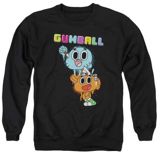 Amazing World of Gumball Gumball Spray Mens Crewneck Sweatshirt Black Officially Licensed