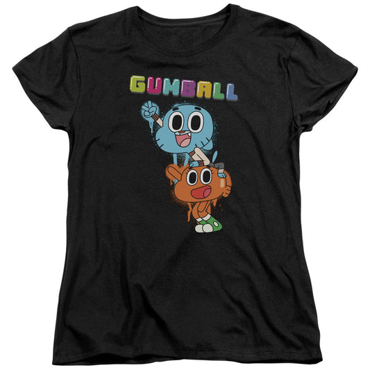Amazing World of Gumball Gumball Spray Womens T Shirt Black Officially Licensed